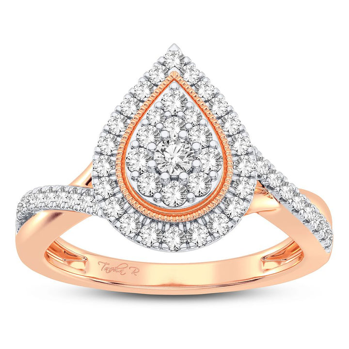 Chic 10k Rose Gold Lab Diamond Womens Statement Ring