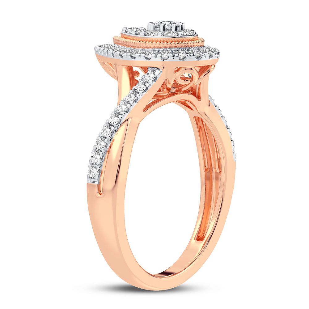 Chic 10k Rose Gold Lab Diamond Womens Statement Ring