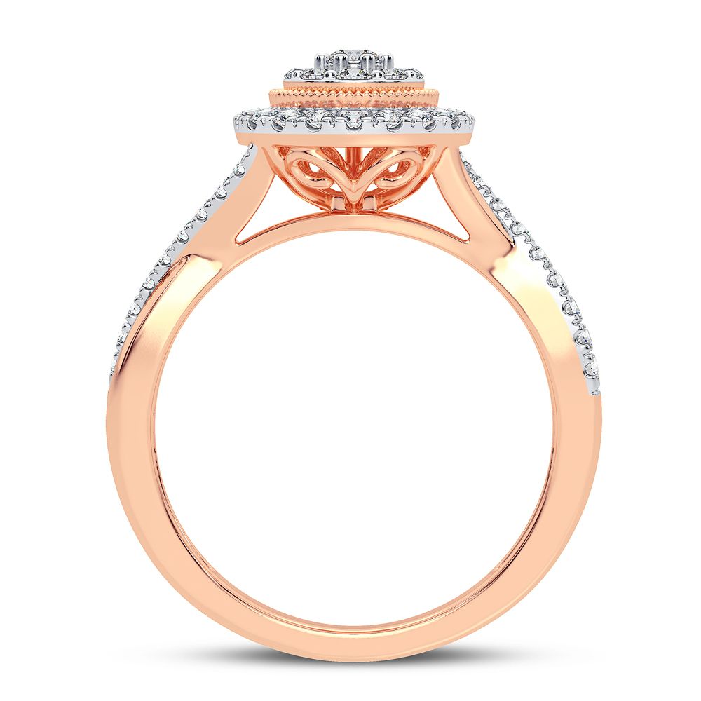 Chic 10k Rose Gold Lab Diamond Womens Statement Ring
