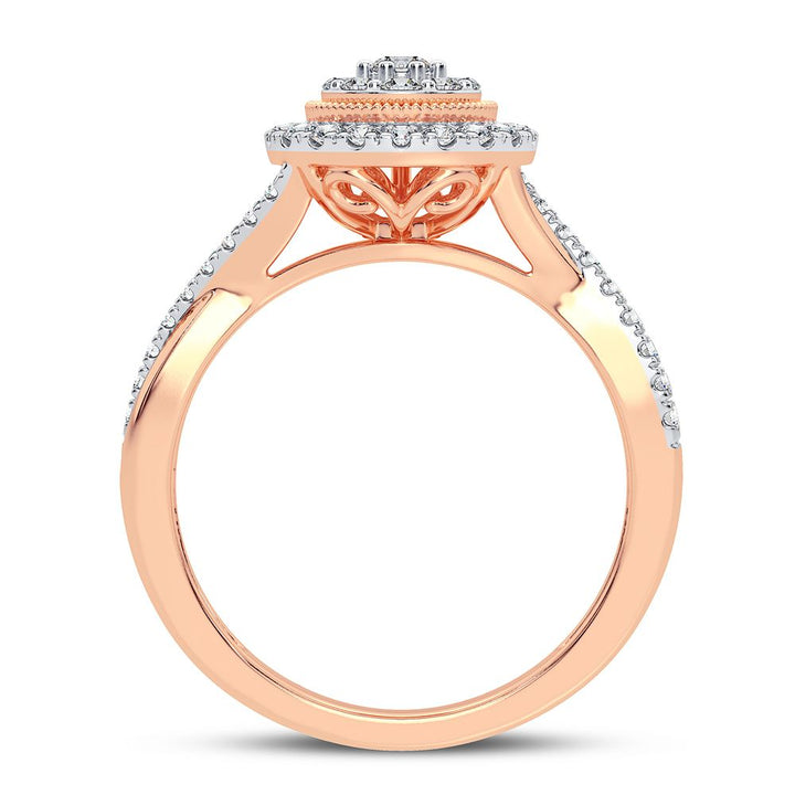 Chic 10k Rose Gold Lab Diamond Womens Statement Ring