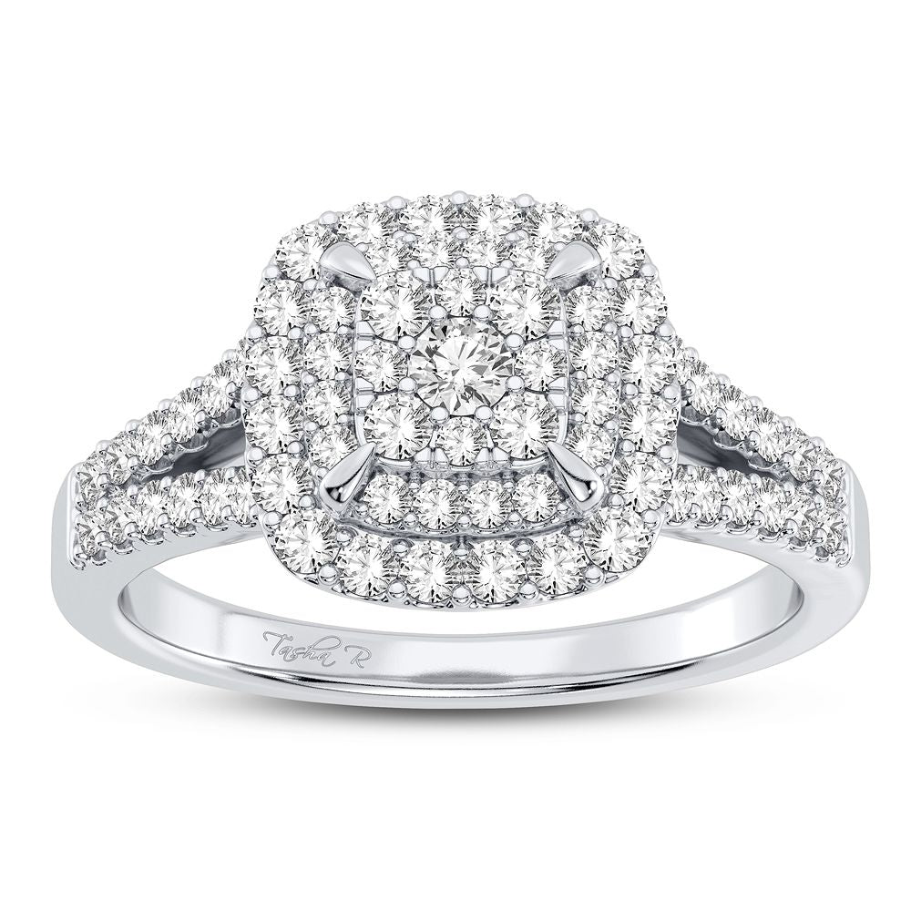 Chic 10k White Gold 0.50CT Lab Diamond Womens Ring