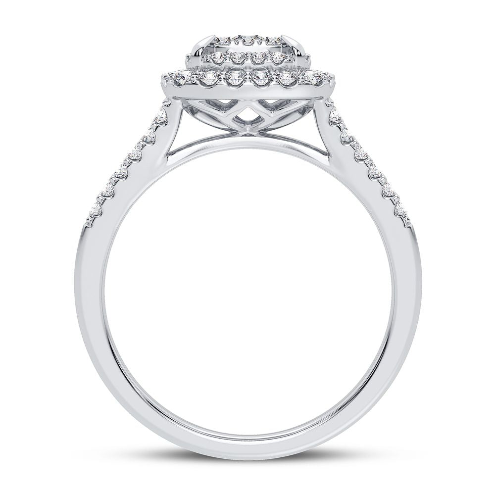 Chic 10k White Gold 0.50CT Lab Diamond Womens Ring