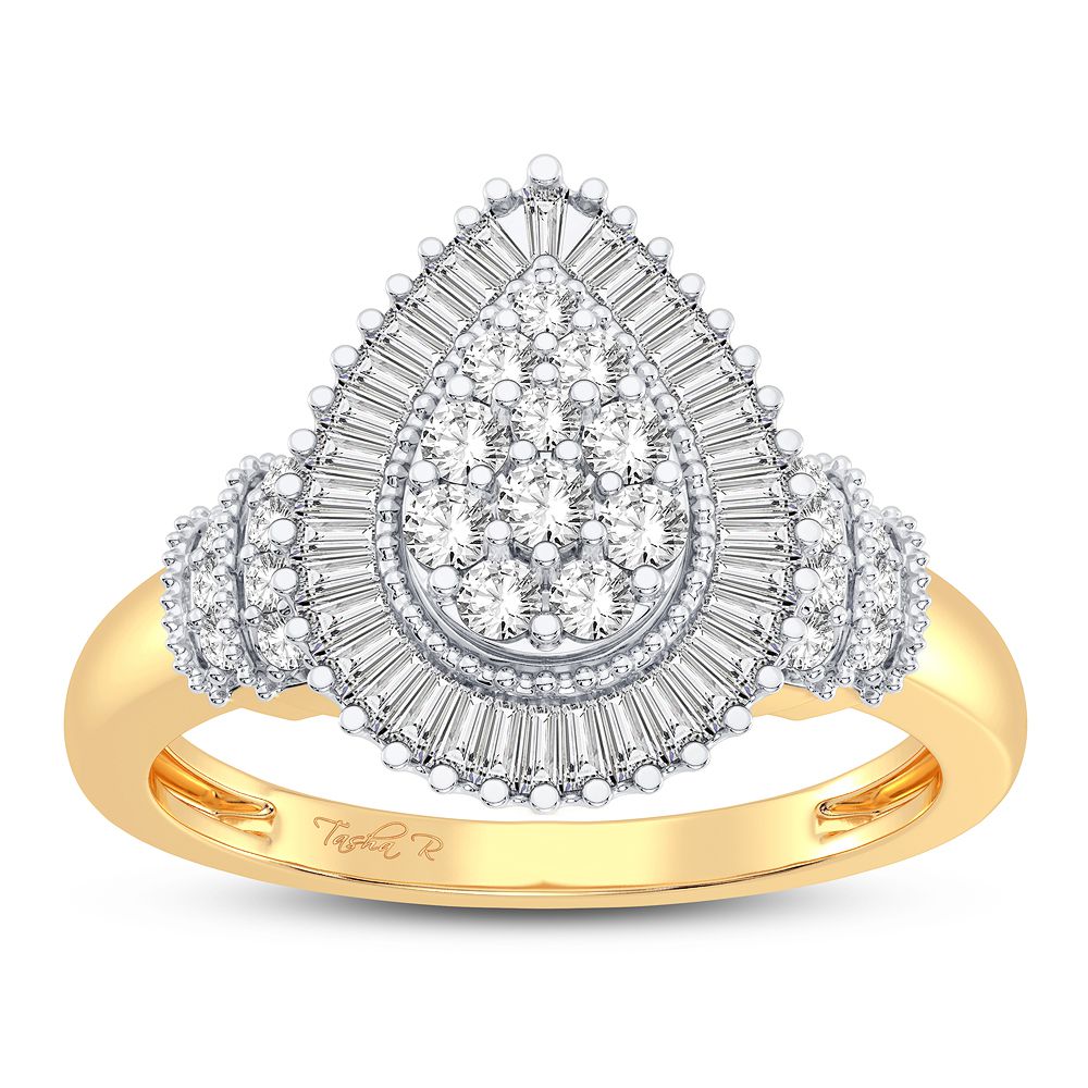 Chic 10k White Gold 0.50CT Lab Diamond Womens Fashion Ring