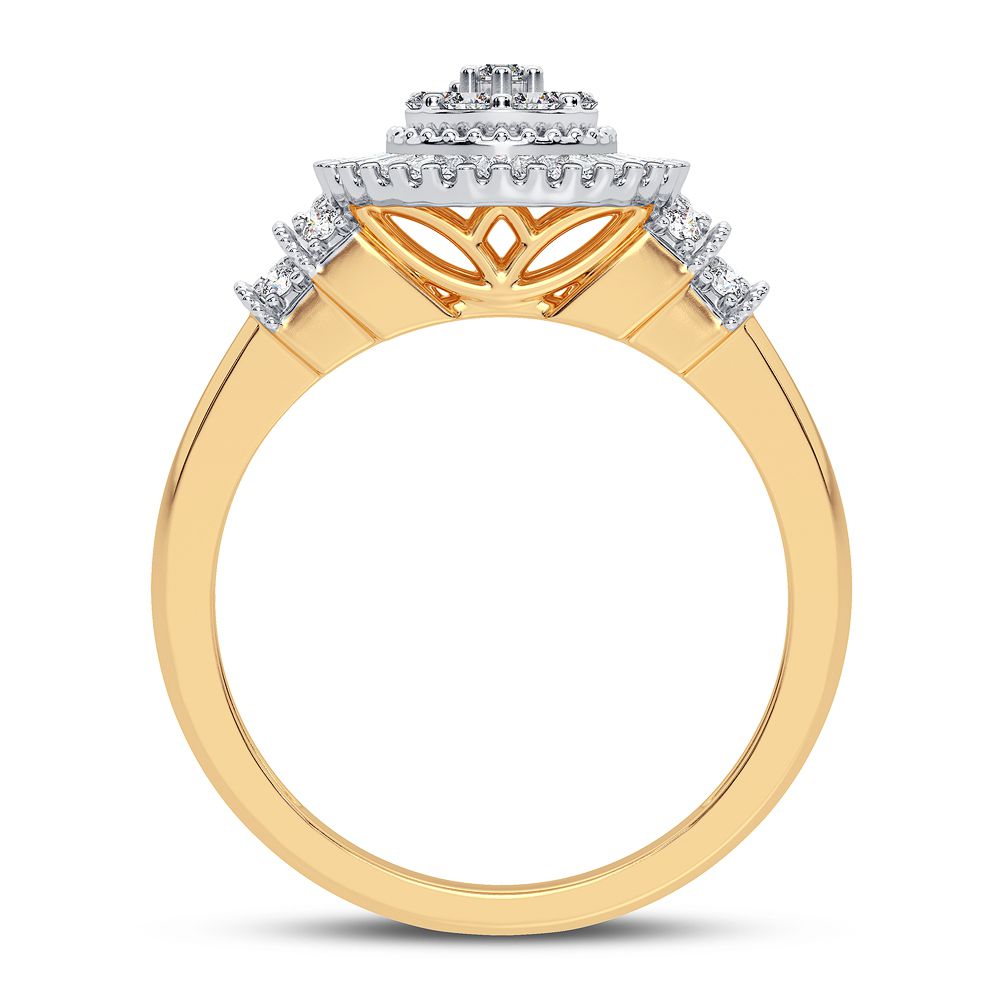 Chic 10k White Gold 0.50CT Lab Diamond Womens Fashion Ring