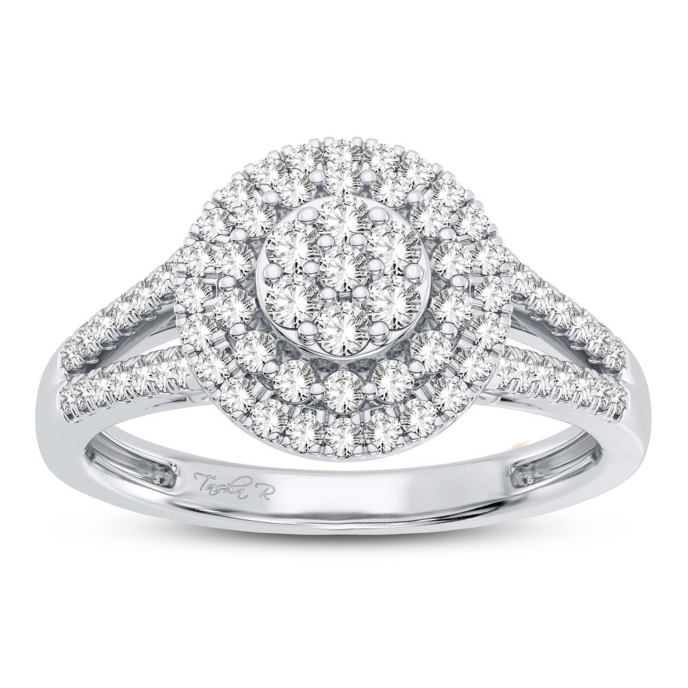 Chic 10k White Gold Lab Diamond Fashion Ring - 0.50CT