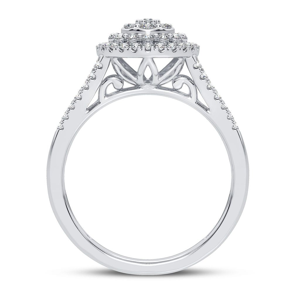 Chic 10k White Gold Lab Diamond Fashion Ring - 0.50CT