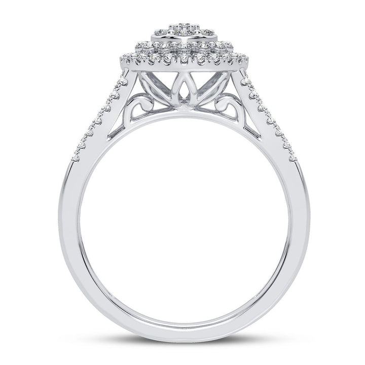 Chic 10k White Gold Lab Diamond Fashion Ring - 0.50CT