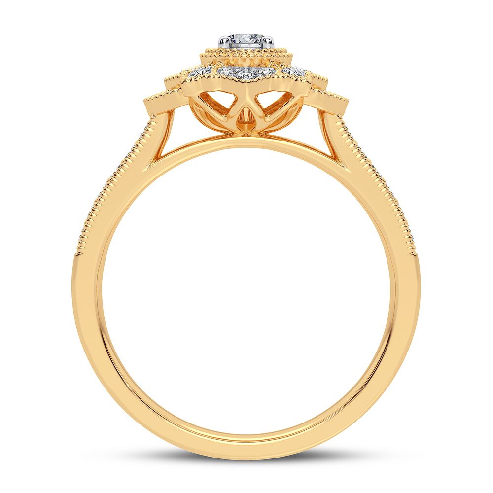 Chic 10k Yellow Gold 0.33CT Lab Diamond Womens Fashion Ring