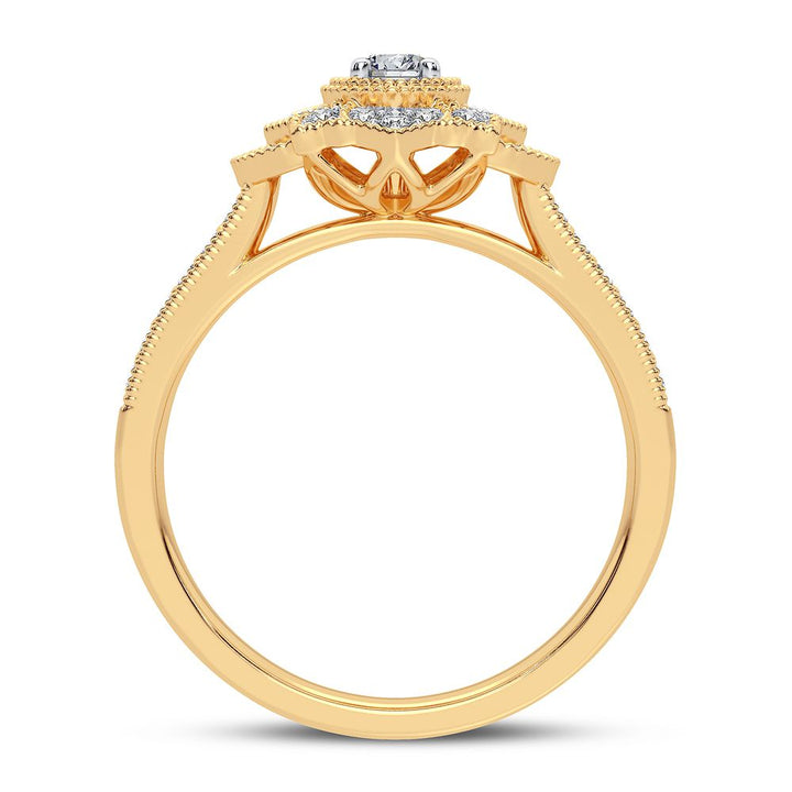 Chic 10k Yellow Gold 0.33CT Lab Diamond Womens Fashion Ring