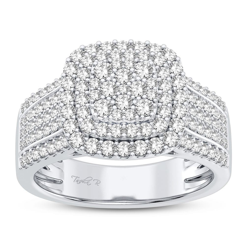 Luminous 10k White Gold Lab Diamond Womens Fashion Ring 0.75CT