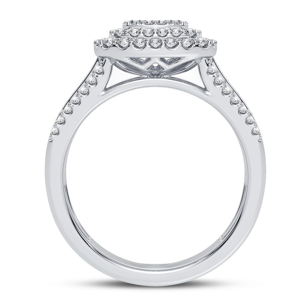 Luminous 10k White Gold Lab Diamond Womens Fashion Ring 0.75CT