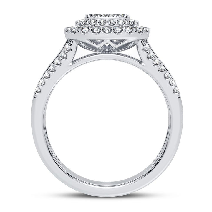Luminous 10k White Gold Lab Diamond Womens Fashion Ring 0.75CT