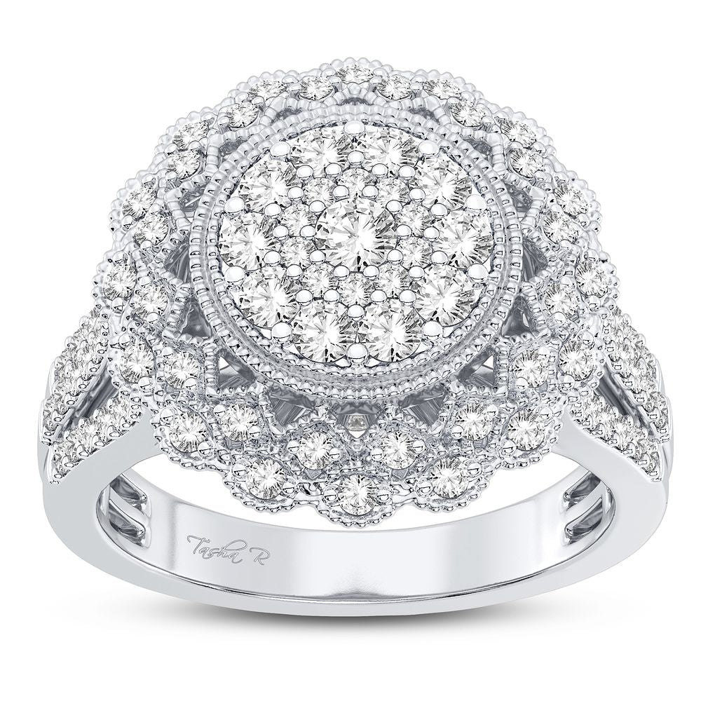 Chic 14k White Gold 1CT Lab Diamond Womens Fashion Ring