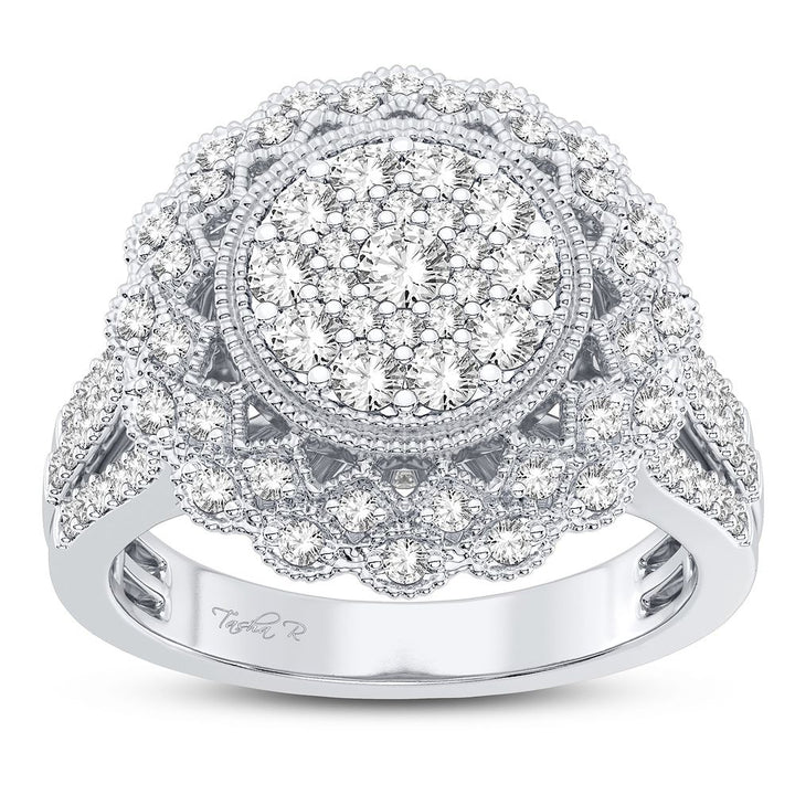 Chic 14k White Gold 1CT Lab Diamond Womens Fashion Ring