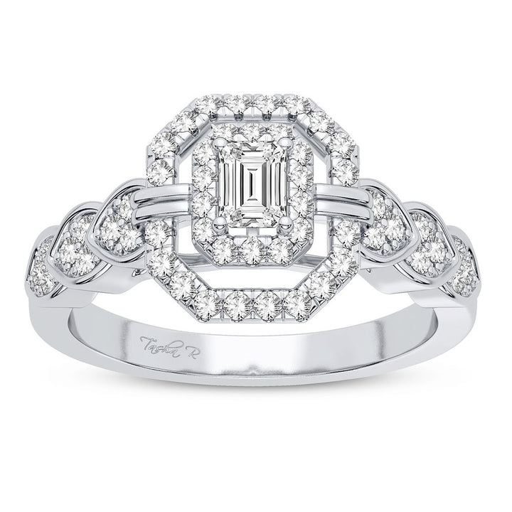 Brilliant 14K White Gold 0.50CT Lab Diamond Engagement Ring
