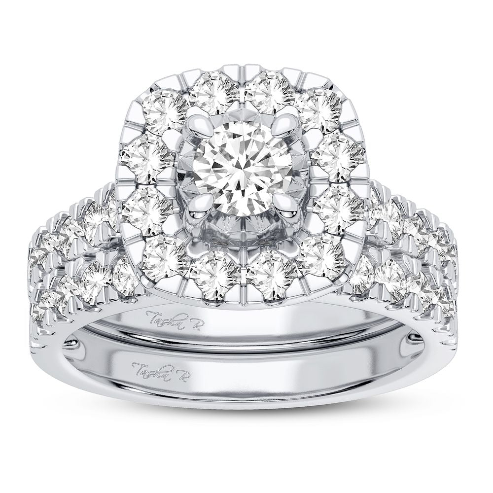 Brilliant 10k White Gold 2CT Lab Diamond Bridal Ring