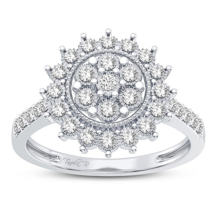 Chic 10k White Gold 0.20CT Lab Diamond Womens Fashion Ring