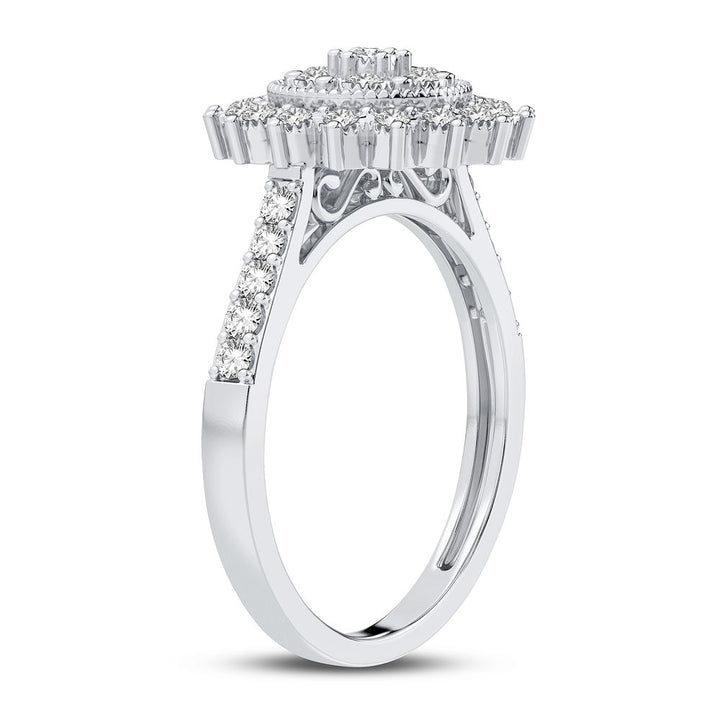 Chic 10k White Gold 0.20CT Lab Diamond Womens Fashion Ring