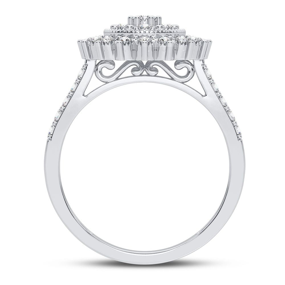 Chic 10k White Gold 0.20CT Lab Diamond Womens Fashion Ring