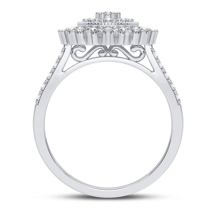 Chic 10k White Gold 0.20CT Lab Diamond Womens Fashion Ring