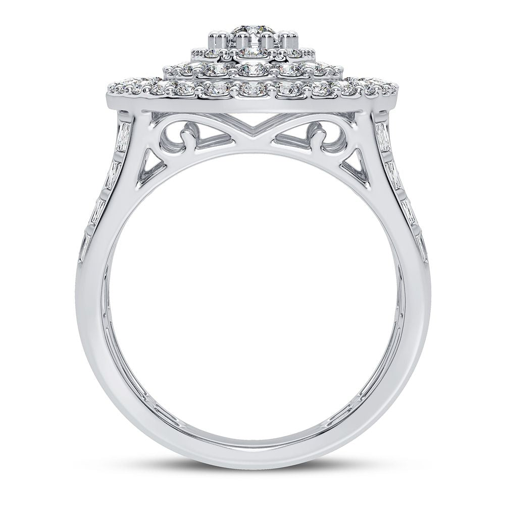 Chic 10k White Gold 2CT Lab Diamond Womens Fashion Ring