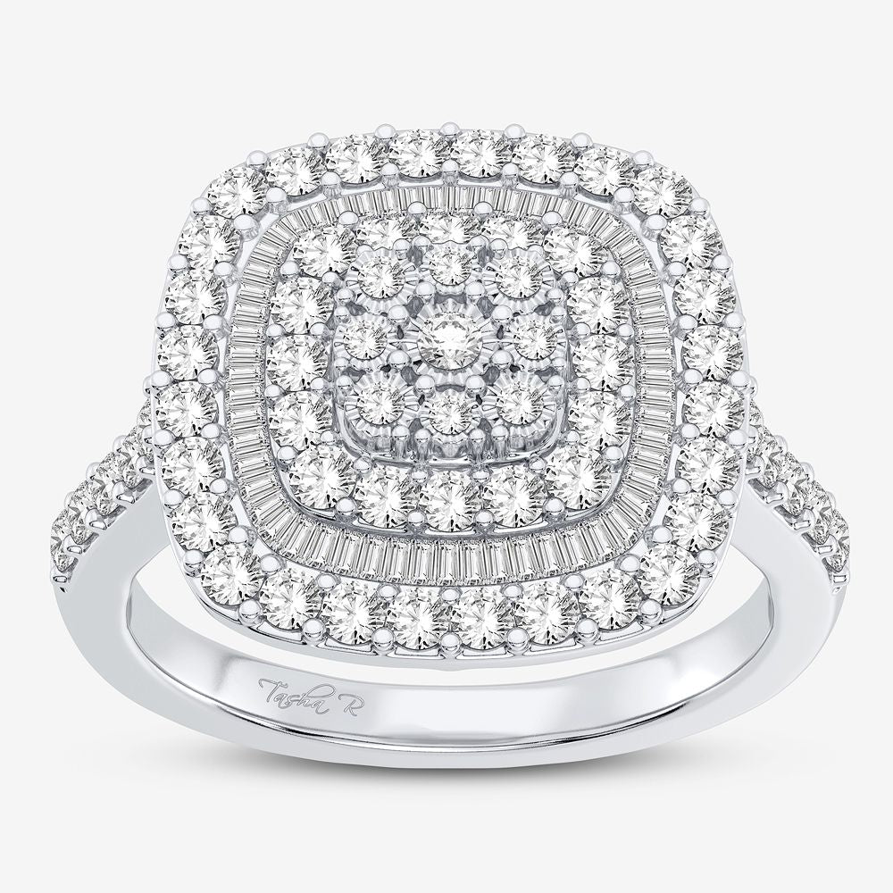 Chic 10k White Gold 1CT Lab Diamond Womens Fashion Ring