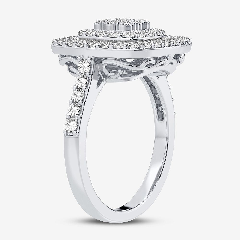 Chic 10k White Gold 1CT Lab Diamond Womens Fashion Ring
