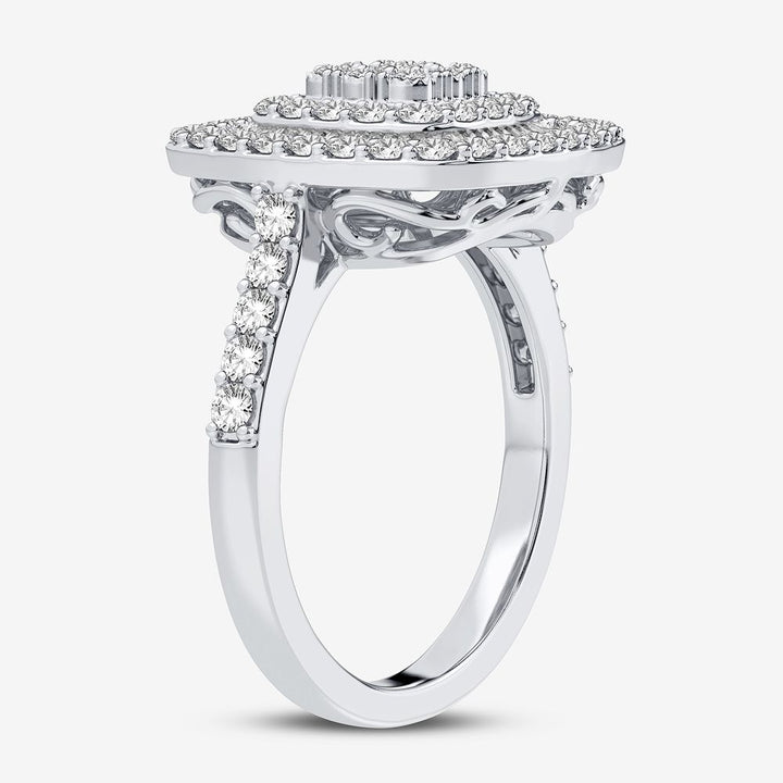 Chic 10k White Gold 1CT Lab Diamond Womens Fashion Ring