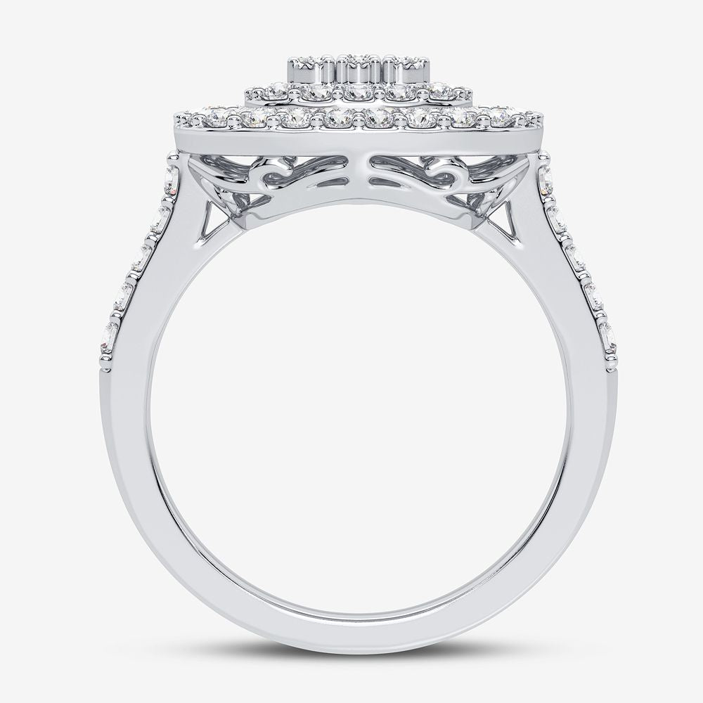 Chic 10k White Gold 1CT Lab Diamond Womens Fashion Ring