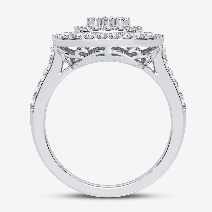 Chic 10k White Gold 1CT Lab Diamond Womens Fashion Ring