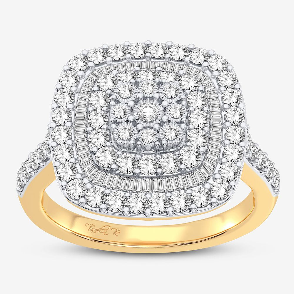 10k Yellow Gold Lab Diamond Womens Fashion Ring - 1CT Sparkle