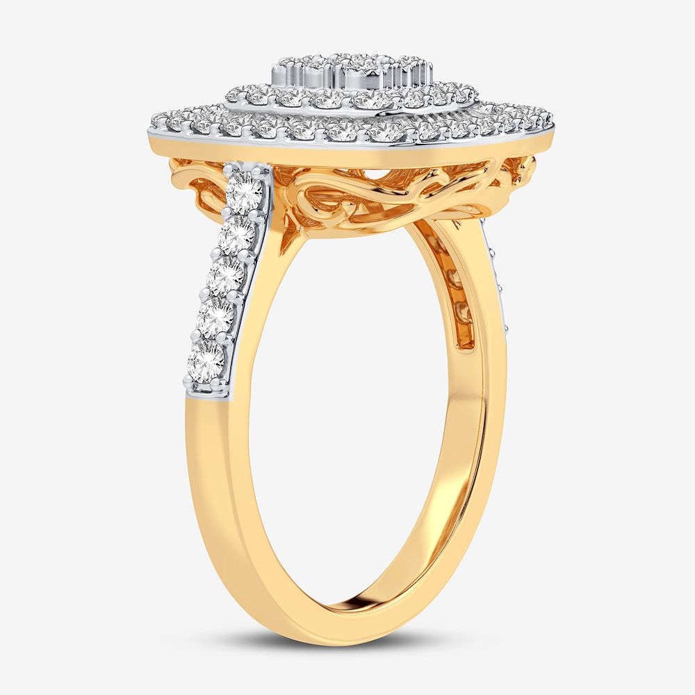 10k Yellow Gold Lab Diamond Womens Fashion Ring - 1CT Sparkle