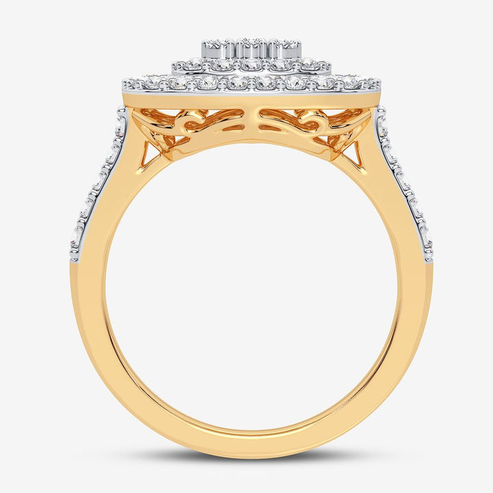 10k Yellow Gold Lab Diamond Womens Fashion Ring - 1CT Sparkle
