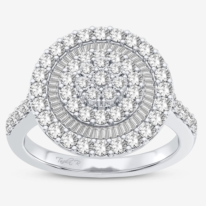 Chic 10k White Gold 1CT Lab Diamond Womens Fashion Ring