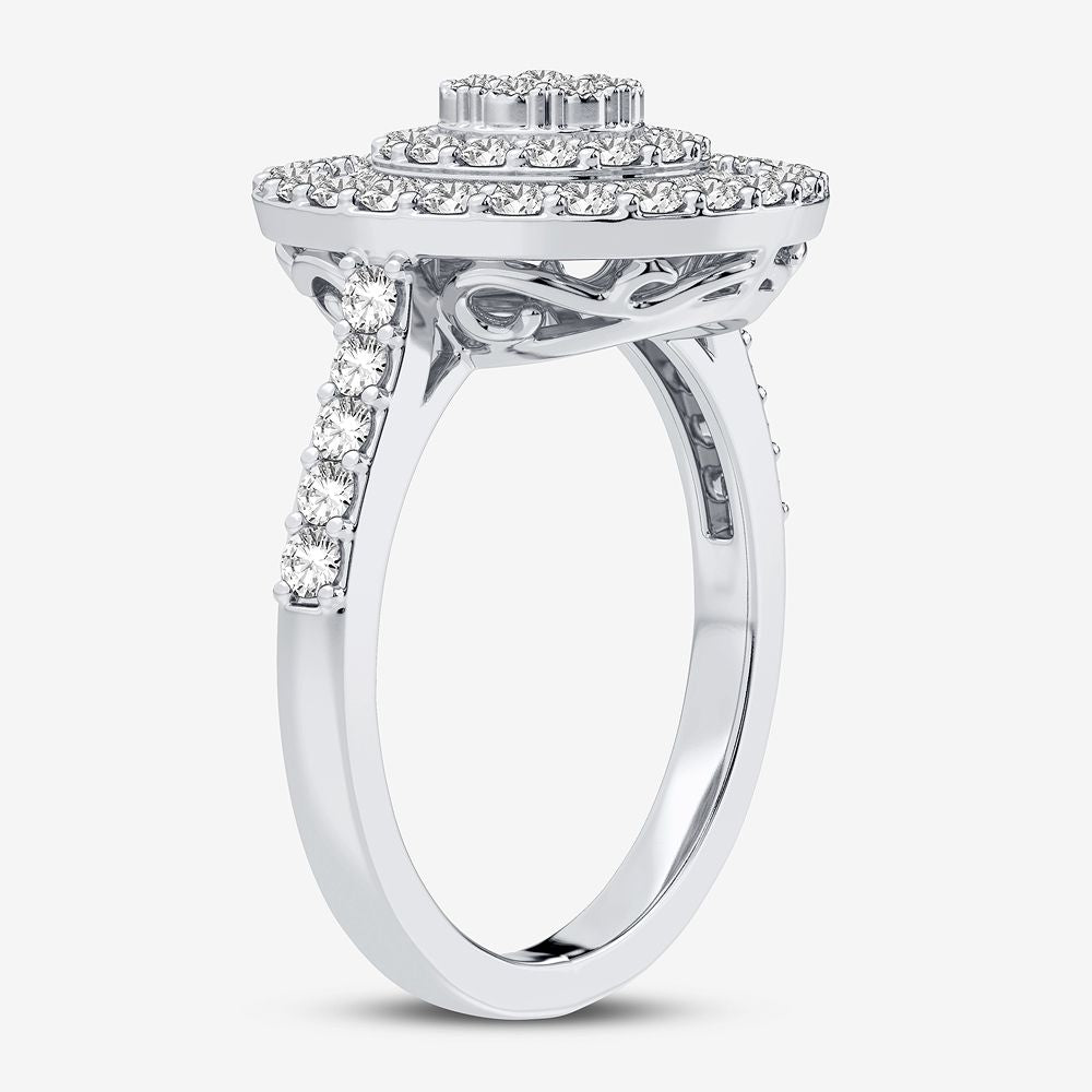 Chic 10k White Gold 1CT Lab Diamond Womens Fashion Ring