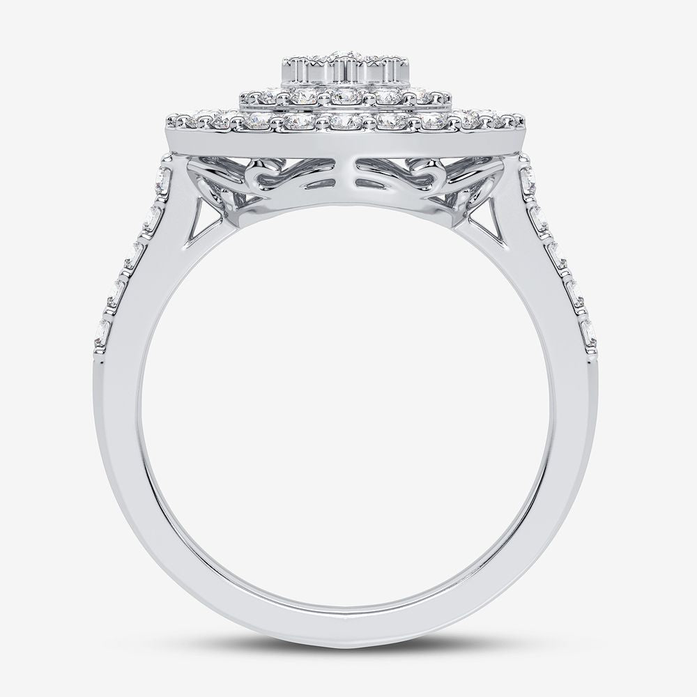 Chic 10k White Gold 1CT Lab Diamond Womens Fashion Ring