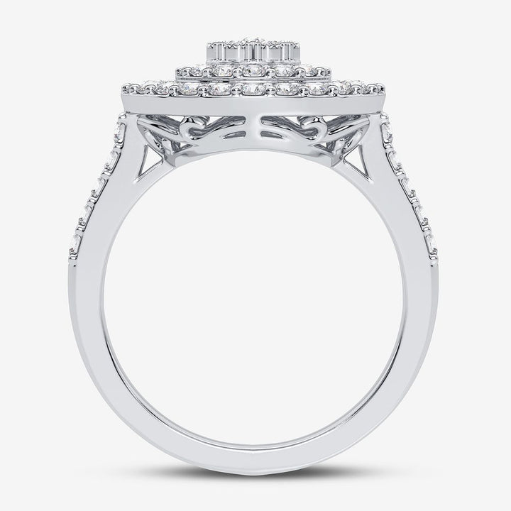 Chic 10k White Gold 1CT Lab Diamond Womens Fashion Ring