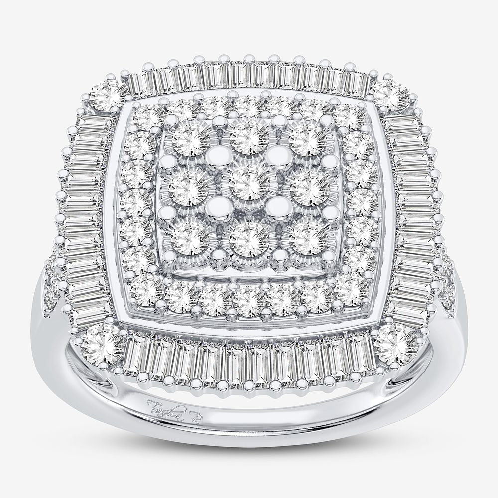 Chic 10k White Gold 1CT Lab Diamond Womens Fashion Ring