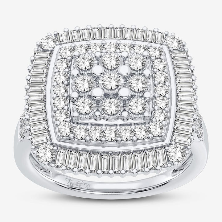 Chic 10k White Gold 1CT Lab Diamond Womens Fashion Ring