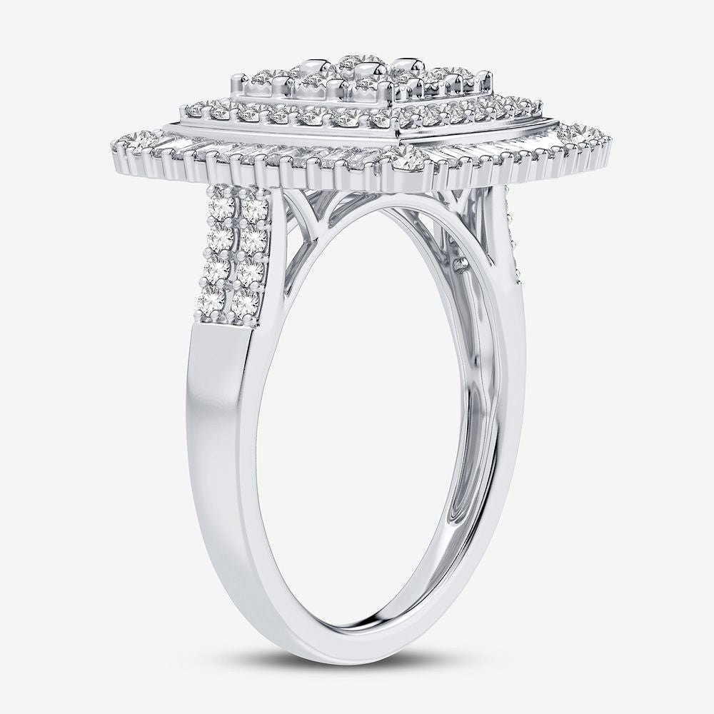 Chic 10k White Gold 1CT Lab Diamond Womens Fashion Ring