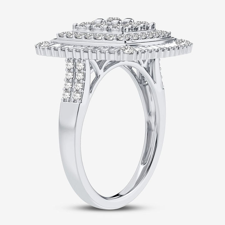 Chic 10k White Gold 1CT Lab Diamond Womens Fashion Ring