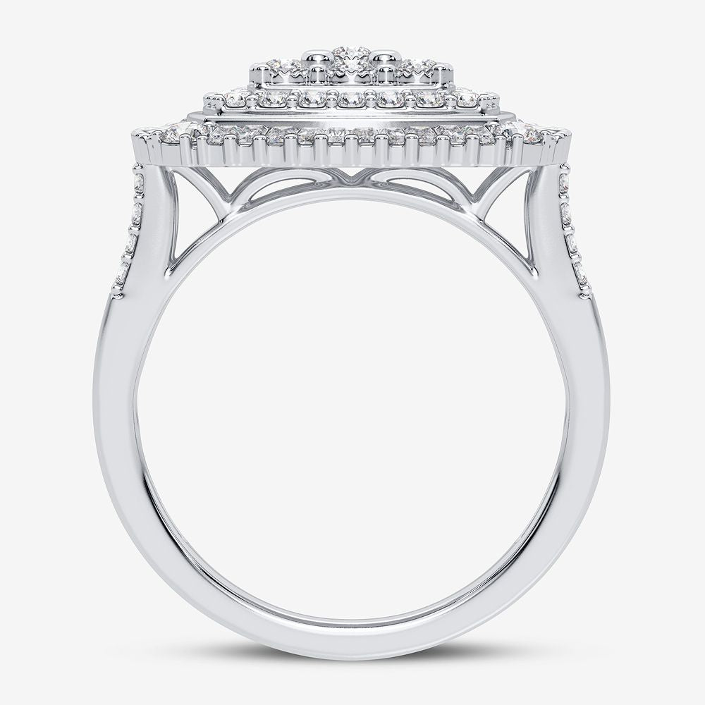 Chic 10k White Gold 1CT Lab Diamond Womens Fashion Ring