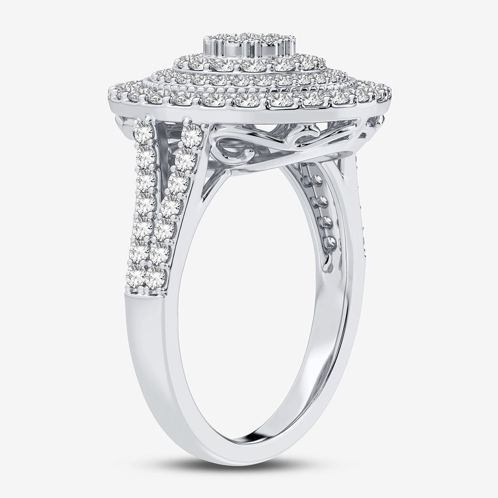 Chic 10k White Gold 1CT Lab Diamond Womens Fashion Ring