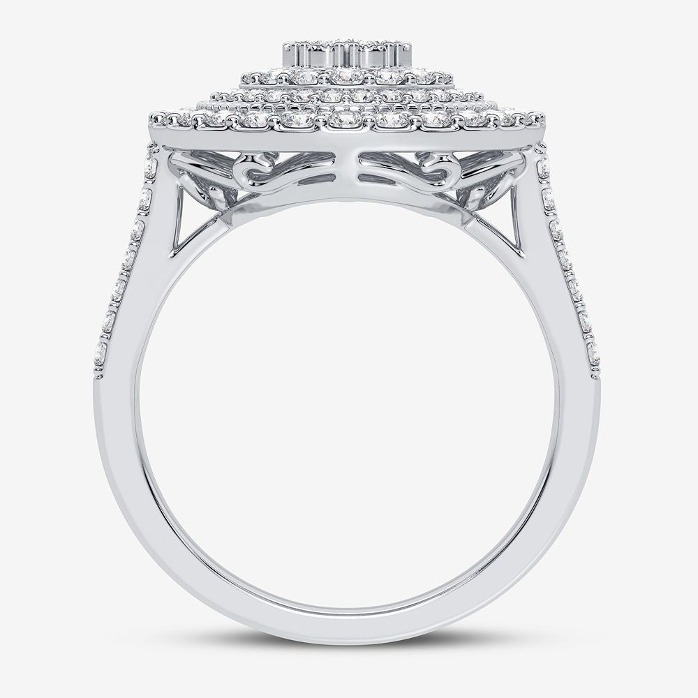 Chic 10k White Gold 1CT Lab Diamond Womens Fashion Ring