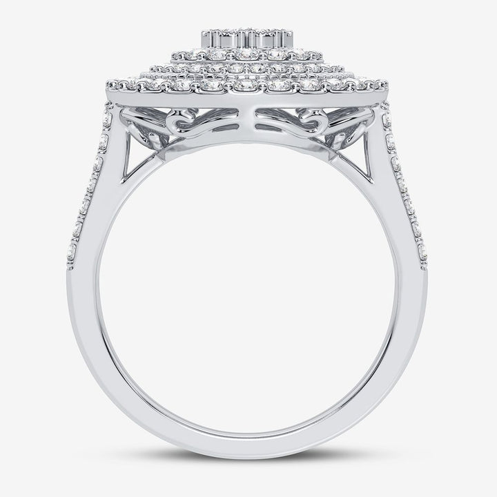 Chic 10k White Gold 1CT Lab Diamond Womens Fashion Ring