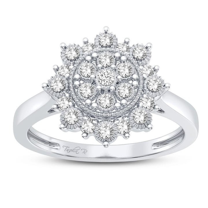 Chic 10k White Gold Lab Diamond Fashion Ring for Women