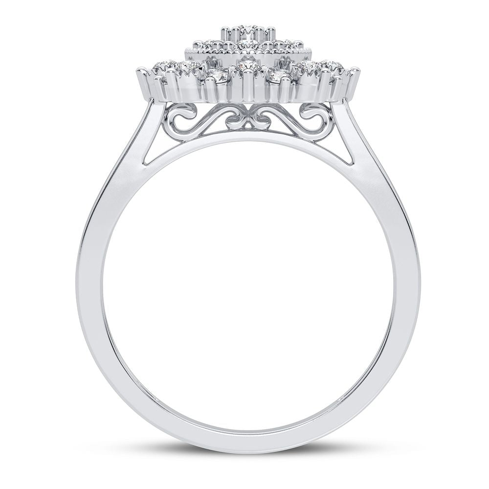 Chic 10k White Gold Lab Diamond Fashion Ring for Women