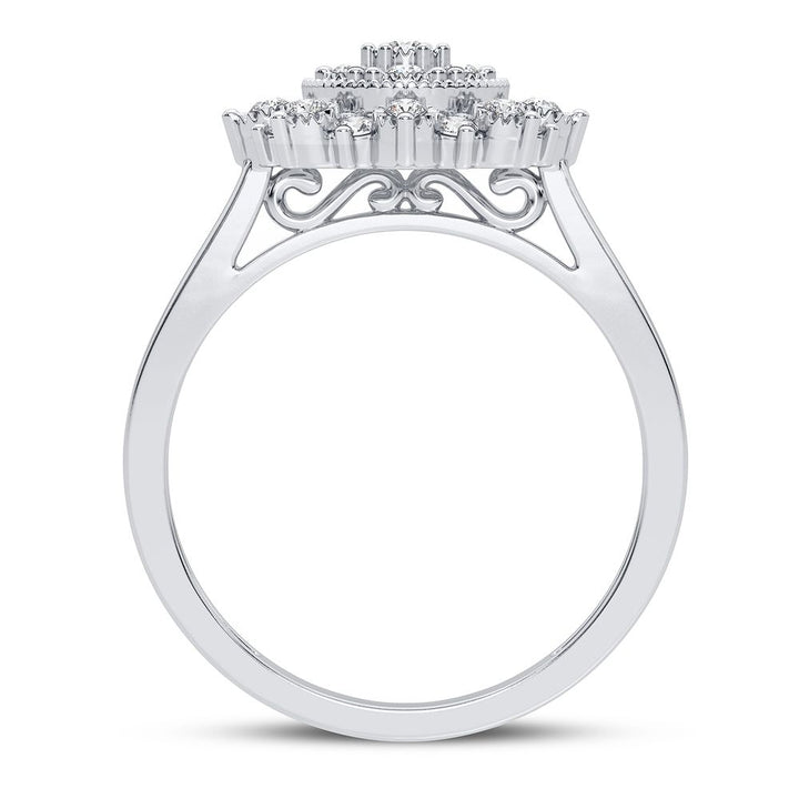 Chic 10k White Gold Lab Diamond Fashion Ring for Women