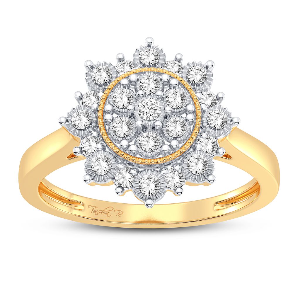 10k Yellow Gold Lab Diamond Womens Fashion Ring - 0.20CT