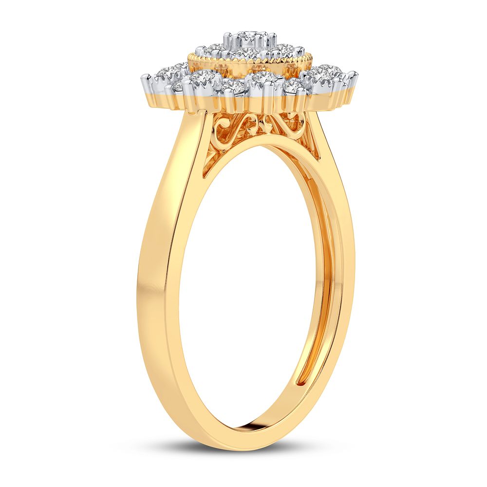 10k Yellow Gold Lab Diamond Womens Fashion Ring - 0.20CT